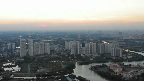 Dawn earial view of district7 Stock Footage 105103048