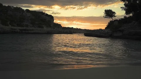 Dawn at an empty deserted calm relaxing beach Video stock 81217838