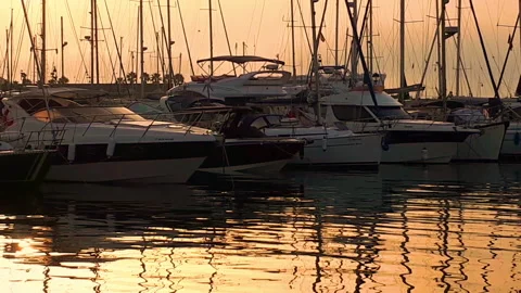 Dawn in Estepona marina Stock Footage 158839764