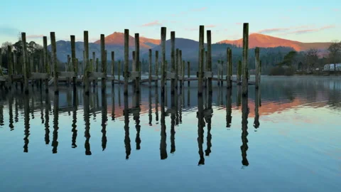 Dawn at jetty in the Lake District Stock Footage 315947857