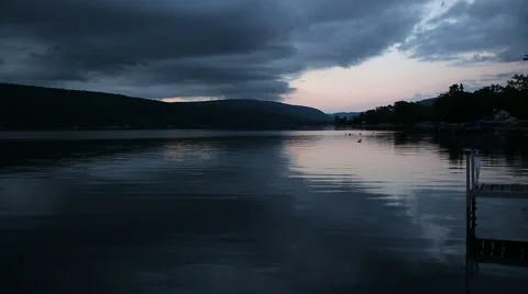 Dawn Lake Scene Pan Stock Footage 57751255