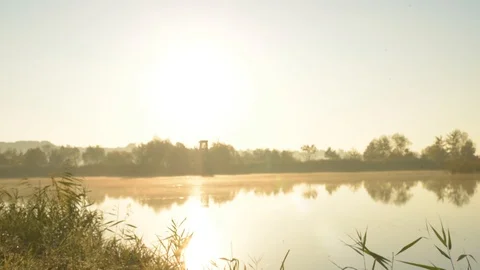 Dawn on the lake timelapse Stock Footage 96038503