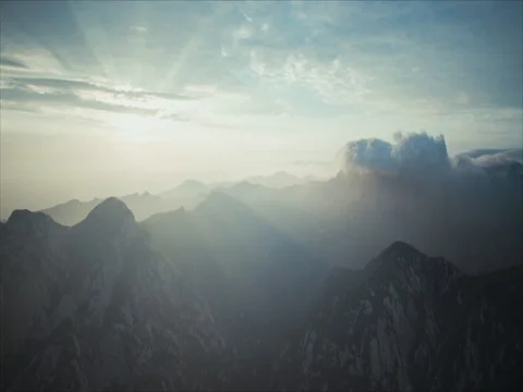 Dawn at Mount Hua in Xi'an, China Stock Footage
