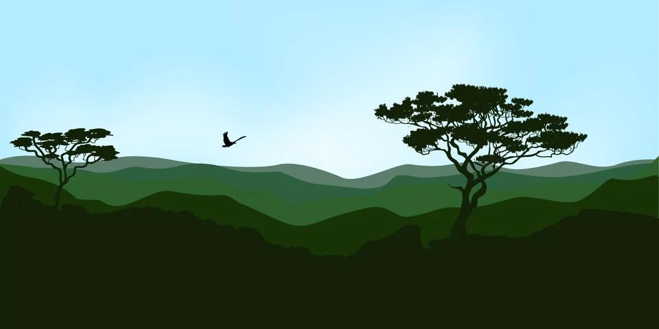 Dawn in the mountains Stock Illustration
