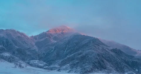 Dawn in the mountains in winter. timelapse Stock-Footage 83762908