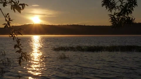 Dawn in the Ob river Stock Footage 281202047