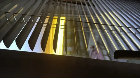 Dawn from an office window, dawn from a window with blinds Stock Footage 239177100