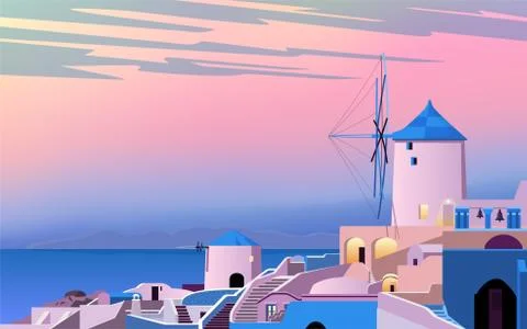 Dawn in the old town Stock Illustration