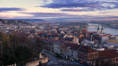 Dawn over Budapest. Panoramic view of the city Video stock 122589293