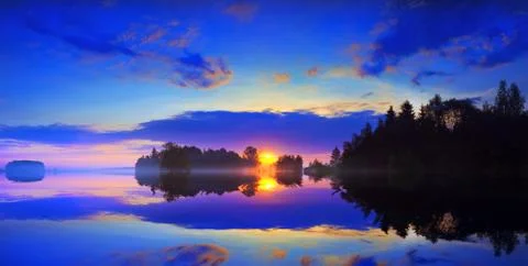 Dawn over the lake. Stock Photos
