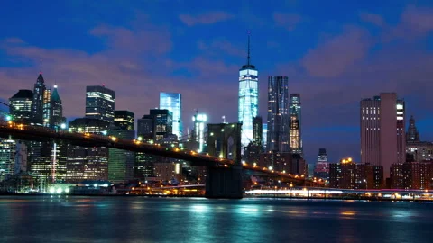 Dawn over Manhattan. Time Lapse Видео 106486054