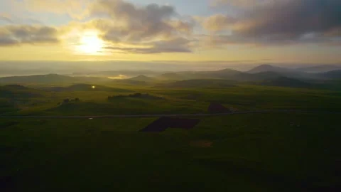 Dawn over the mountain plateau in spring Stock Footage 244552354