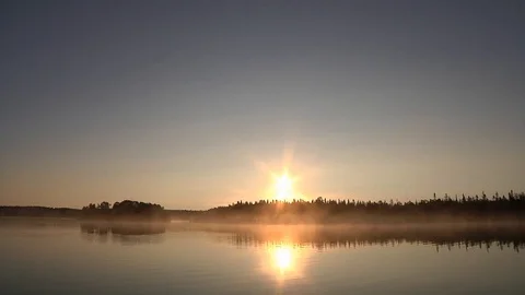 Dawn over the river, fog Video stock 93268570