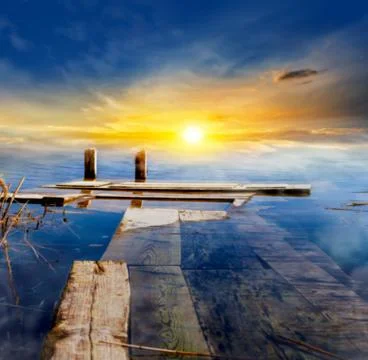 Dawn over the river Stock Photos