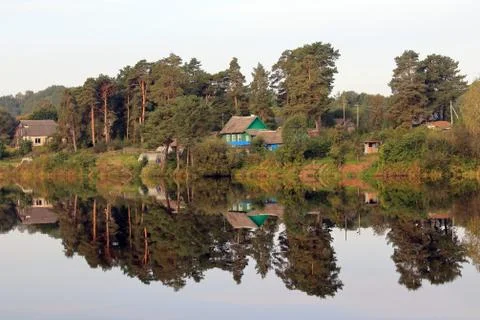 Dawn over the river Stock Photos