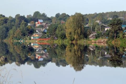 Dawn over the river Stock Photos