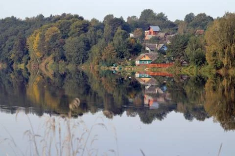 Dawn over the river Stock Photos