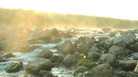 Dawn over Rushing river 스톡 동영상 53401863
