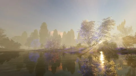 Dawn rays in the colors of spring 01 Stock-Footage 125352661