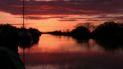 Dawn on the river, tranquil scene Stock Footage 22715238