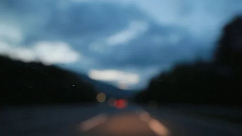 Dawn. road is out of focus. Total blur. Stock Footage
