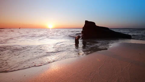 Dawn sandy beach Stock Footage 128287085