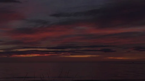 Dawn Seascape Time Lape - Clouds Moving Over The Sea Stock Footage 107303319