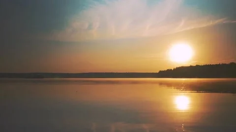 Dawn on the shore of the lake Stock Footage 157435930