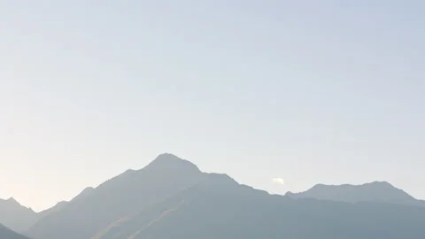 Dawn shot hand-held of mountain tops Stock Footage 196813120