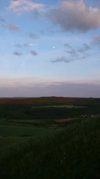 Dawn sky over Fields Poland clouds dark Stock Photos