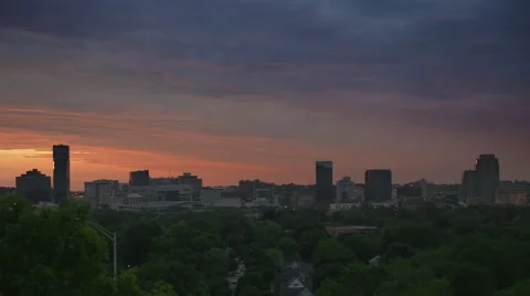 Dawn Skyline Over Trees Stock Footage 48252551