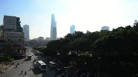 Dawn Skyline in Saigon, Vietnam Stock Footage 21237325
