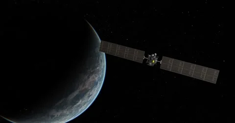 Dawn spacecraft zips past camera as it departs Earth.  Stock Footage 62378211