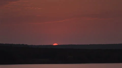 Dawn, sun round red sun Stock Footage 101018836