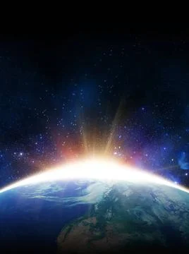 Dawn sun. view from space dawn sun. view from space. Elements of this imag... Foto stock