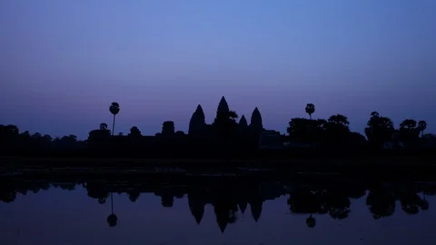 Dawn Time Lapse Angkor of Wat Temple Cambodia Landmark Famous Buddhism Religion Stock Footage 99663733