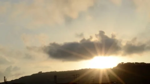 Dawn is a time-lapse. Sunrise, clouds move Stock Footage 142761555