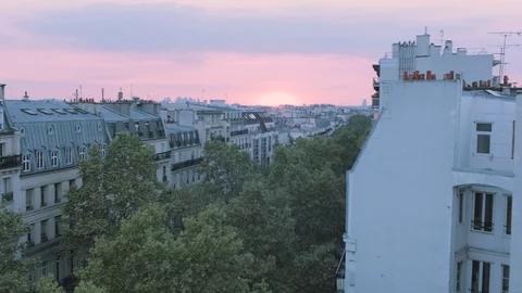 Dawn timelapse paris rooftop cloudy Stock Footage 95998253