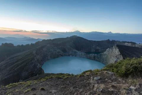 Dawn view of Kelimutu Stock Photos