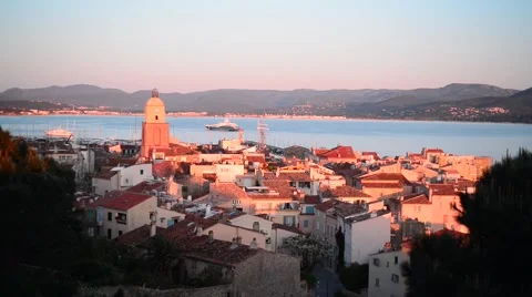 DAWN VIEW OVER ST TROPEZ Stock Footage 46062350