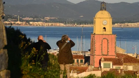 DAWN VIEW OVER ST TROPEZ Stock Footage 46062731
