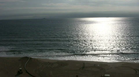 Dawn at Virginia Beach with dredging pipe Video stock 457187