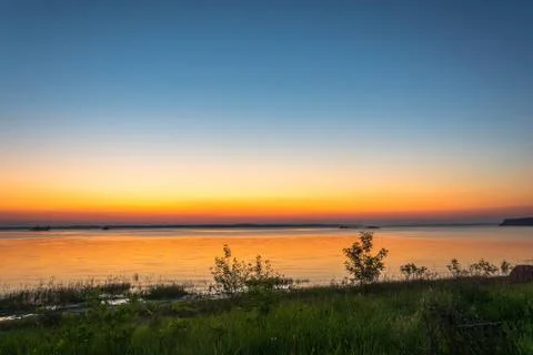 Dawn on the Volga. Stock Photos
