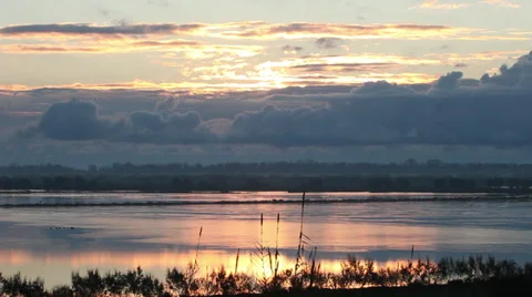 Dawn on the water Stock Footage 34298780
