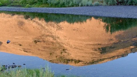 Dawn water reflection desert hill John Day River Cottonwood Canyon Oregon 06 Stock Footage 81621446