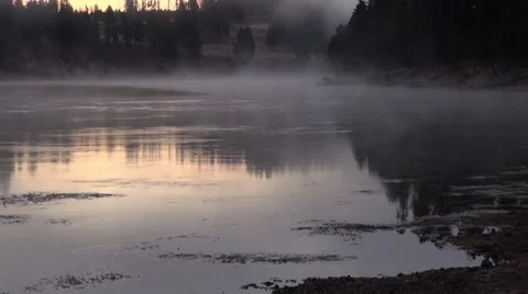 Dawn on the Yellowstone River Stock Footage 68029695