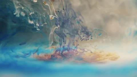Dawnfall – Blue and Amber Ink Flow Underwater Stock Footage 319439059