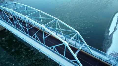 Dawson Bridge &amp; floating Ice Stock Footage 322118964