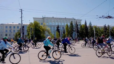 Day 1000 cyclists in Ufa Stock Footage 108896758