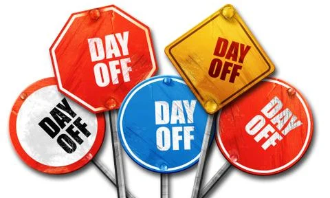 Day off, 3D rendering, rough street sign collection Stock Illustration